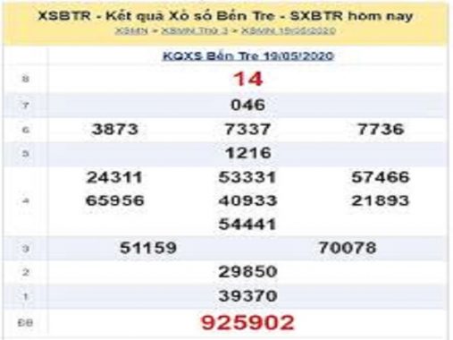 Thống kê KQXSBT- xổ số bến tre thứ 3 ngày 26/05/2020