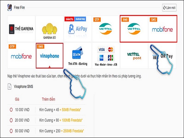 Nạp thẻ qua SMS 3 nhà mạng Viettel, Mobifone và Vinaphone