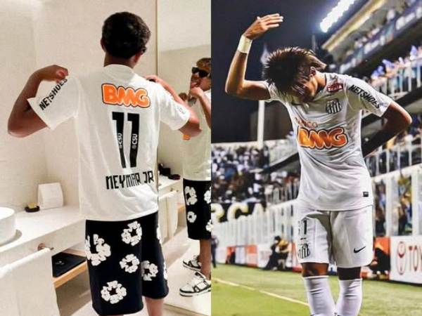 Neymar với chiếc áo số 11 tại Santos